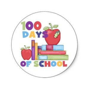 100th-day-of-school-clipart-a-sticker-with-an-apple-and-books-on-it