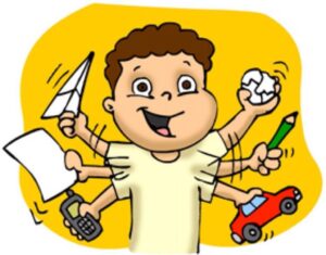 adhd-clipart-a-cartoon-character-holding-paper-and-toy