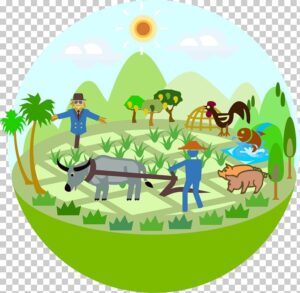 agriculture-clipart-a-cartoon-illustration-of-farm-scene-with-animals-and-people