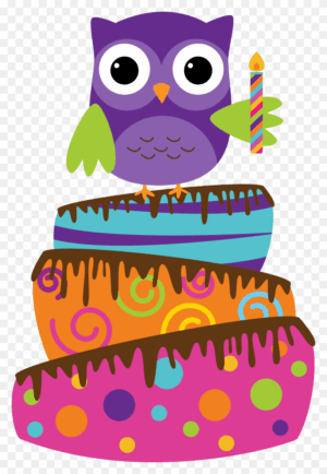 alone-clipart-an-owl-sitting-on-top-of-a-cake-with-birthday-candle