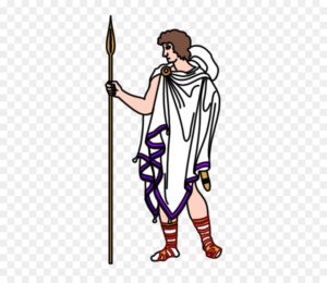 Ancient Greece Clipart A Cartoon Of Man In White Robe Holding Spear