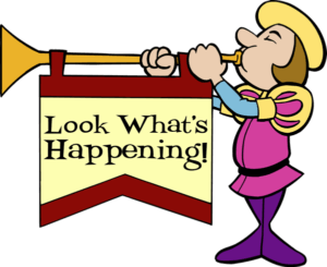 announcement-clipart-a-cartoon-woman-blowing-horn-with-the-words-ok-what-s-happening
