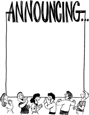 announcement-clipart-an-image-of-a-group-people-standing-around-sign-that-says-anouning