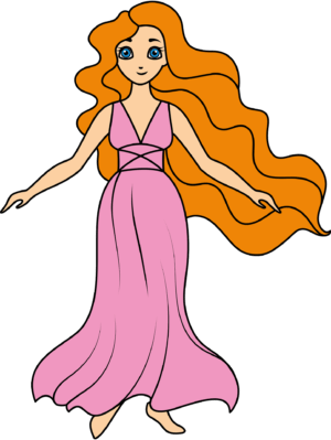 aphrodite-clipart-a-girl-with-long-red-hair-in-pink-dress