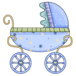 baby-boy-clipart-a-baby-carriage-with-blue-and-green-polka-dot-pattern