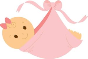 baby-girl-clipart-a-baby-girl-in-pink-dress-with-bow