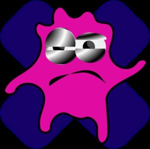 bacteria-clipart-a-pink-and-blue-flower-with-pair-of-sunglasses-on-it