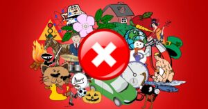 bad-clipart-a-red-background-with-bunch-of-cartoon-characters