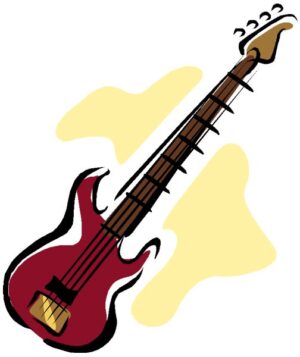 bass-clipart-a-guitar-with-red-body-and-black-neck