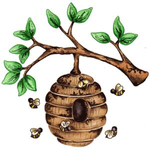 beehive-clipart-a-bee-hive-tree-with-beehik-and