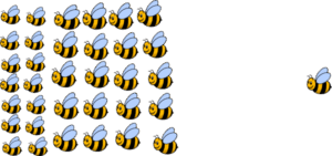 bees-clipart-a-black-background-with-yellow-and-blue-circles