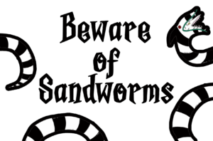 beetlejuice-sandworm-clipart-a-black-background-with-white-circles-and-green-dragon