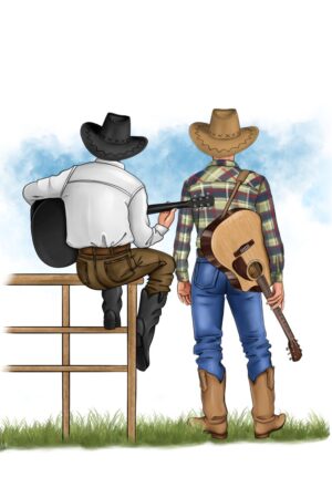 best-friend-clipart-two-cowboys-sitting-on-a-bench-with-guitar