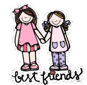 Best Friends Clipart A Drawing Of Two Girls Holding Hands With The Words Let