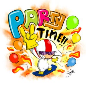 birthday-party-clipart-a-drawing-of-person-holding-balloons-and-the-words-party-time