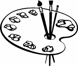 black-clipart-a-clock-with-paint-and-brushes