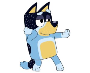 bluey-clipart-black-and-white-a-cartoon-dog-with-sunglasses-and-blue-shirt
