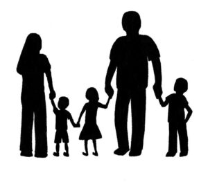 boy-and-girl-clipart-a-family-silhouetted-against-white-background
