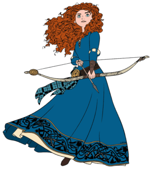 brave-clipart-a-woman-in-blue-dress-with-bow-and-arrow