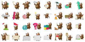 brown-bear-clipart-bear-cartoon-character-set
