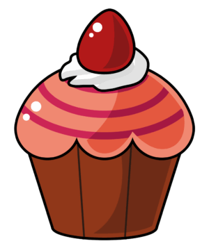 brownie-clipart-a-cupcake-with-red-and-white-frosting-on-top