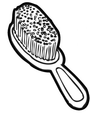 brush-hair-clipart-a-black-and-white-drawing-of-spoon-with-piece-cake-on-it