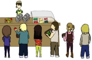 cafeteria-clipart-a-group-of-children-standing-in-line-at-desk
