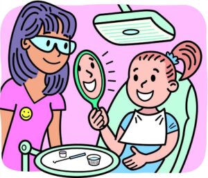 calm-clipart-a-woman-is-looking-at-her-baby-in-the-mirror