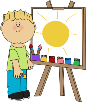 canvas-clipart-a-boy-is-painting-on-ease