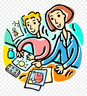 caring-clipart-a-woman-and-man-are-sitting-at-table-with-tablet