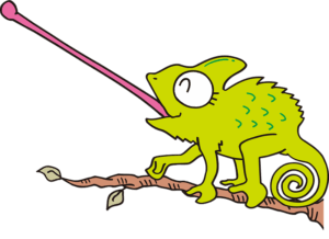 chameleon-clipart-a-green-chamel-with-pink-stick