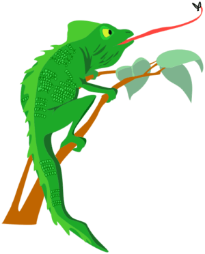 chameleon-clipart-a-green-frog-with-red-tail-and
