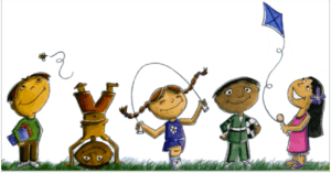 children-playing-clipart-a-group-of-children-flying-kites-in-the-air