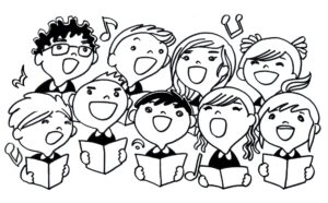 choir-clipart-a-group-of-people-with-their-faces-drawn-in-black-and-white