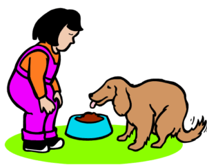 chores-clipart-a-woman-feeding-her-dog