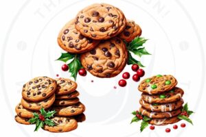 christmas-cookies-clipart-a-pile-of-cookies-with-holly-and-chocolate