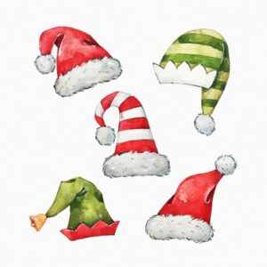 christmas-hat-clipart-watercolor-christmas-hats-clipart
