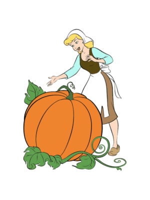 cinderella-clipart-a-woman-is-standing-next-to-large-pumpkin