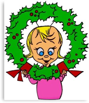 cindy-lou-who-clipart-a-cartoon-christmas-wreath-with-little-girl-holding-it