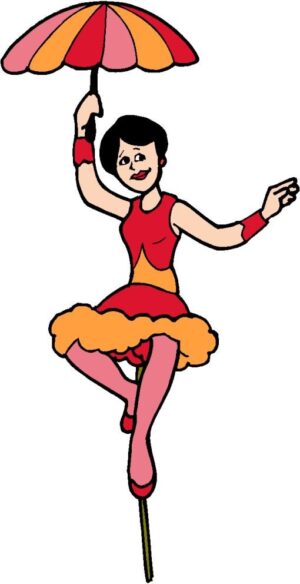circus-clipart-a-woman-in-red-dress-and-orange-umbrella