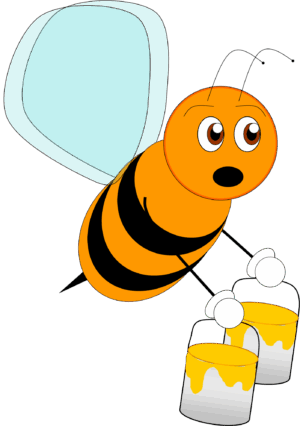 clipart-bee-a-cartoon-bee-flying-over-glass-of-milk