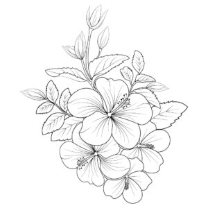 clipart-clipart-hibiscus-flowers-a-flower-with-leaves-and-flowers-on-it