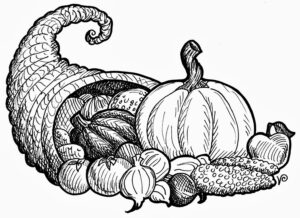 Clipart Cornucopia Clipart A Black And White Drawing Of Turkey