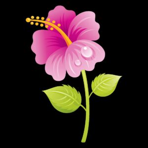 clipart-flower-clipart-a-pink-flower-with-green-leaves-two