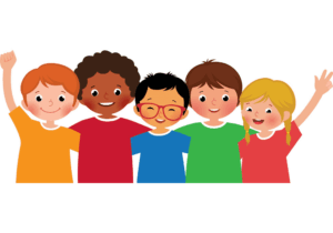 clipart-friends-a-group-of-children-with-their-hands-up