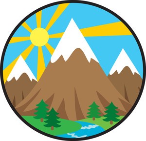 clipart-mountain-clipart-a-mountain-with-sun-and-trees-in-the-middle