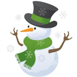 clipart-snowman-a-snowman-with-green-scarf-and-hat
