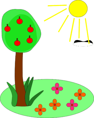 clipart-summer-a-cartoon-tree-with-sun-and-flowers