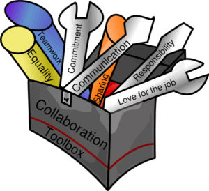 collaboration-clipart-a-box-with-different-types-of-paper-and-scissors