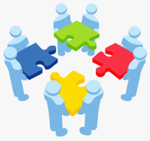 collaboration-clipart-a-group-of-people-holding-puzzle-pieces